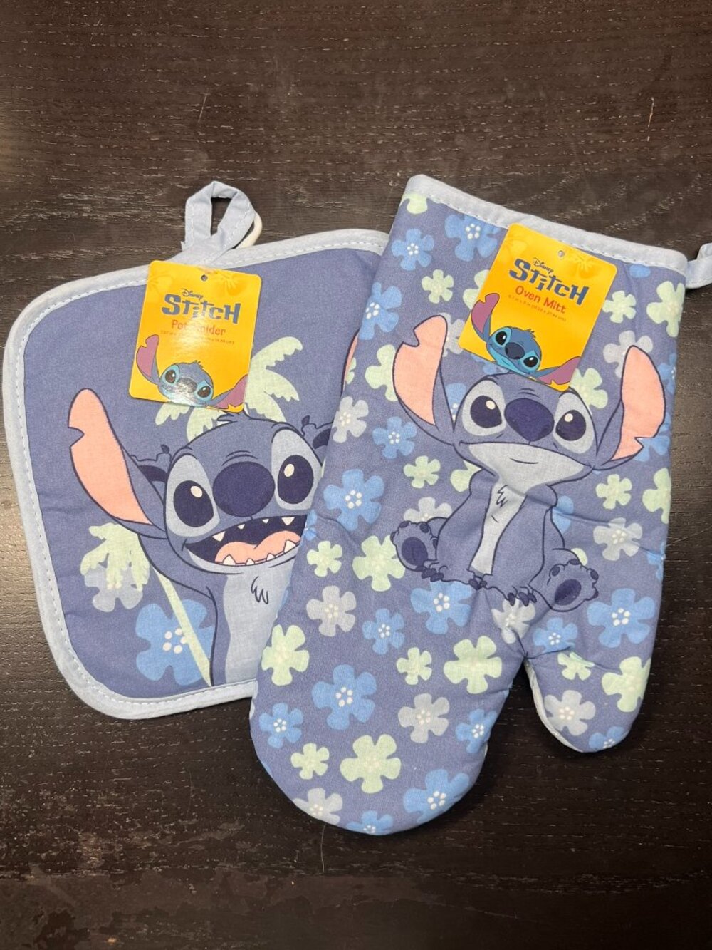 B💲9 🆕 Disney Stitch Character Blue Oven Mitt & Pot Holder | 7702